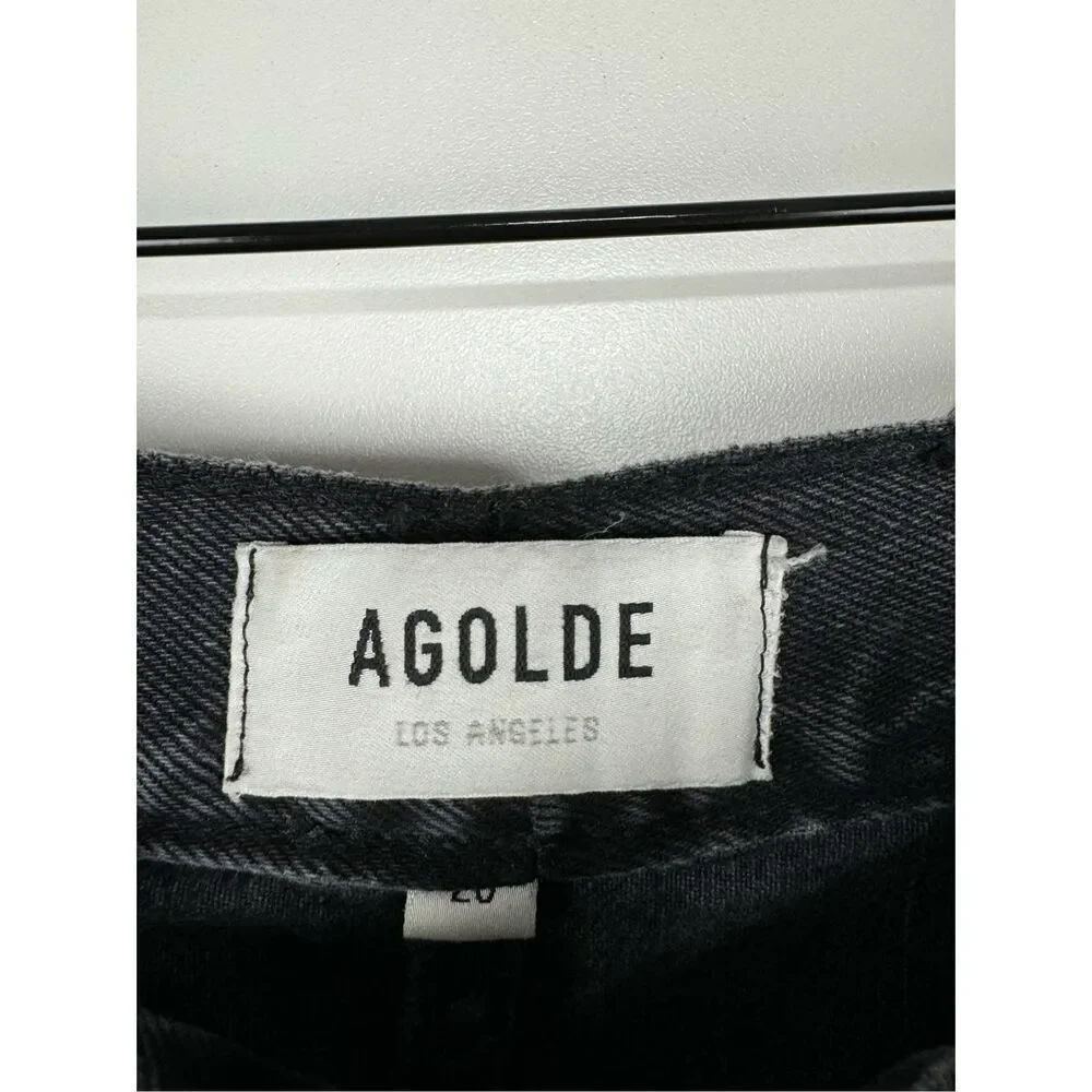 Agolde Women's Distressed Button Fly Straight 90's Jeans Charcoal Black Size 26 - Picture 2 of 6